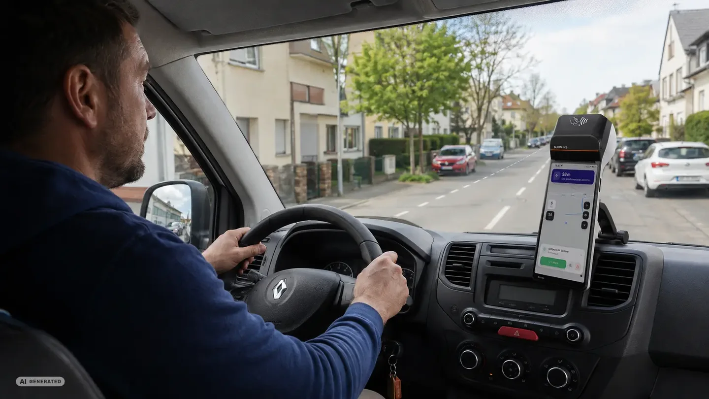 Blick aus dem Fahrer-Cockpit unterwegs