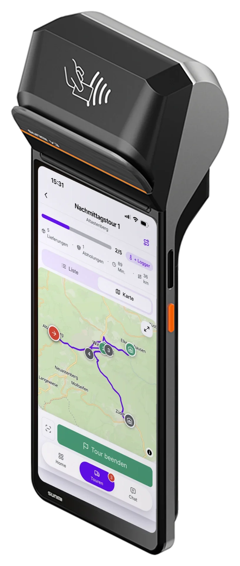apomap Terminal – Handgerät für Kartenzahlung, Belegdruck und Scanner